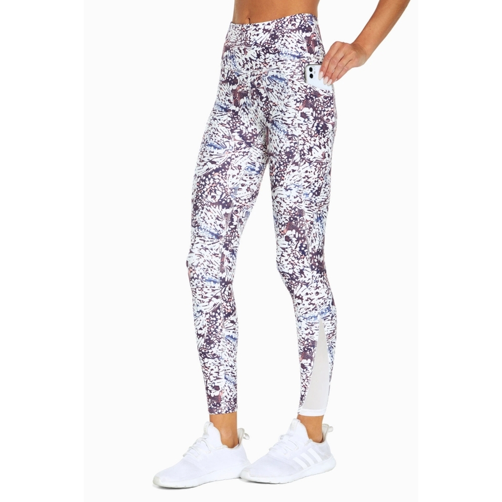NWT Marika Womens Karter Side Pocket Ankle Leggings Butterfly Print Mesh Size S